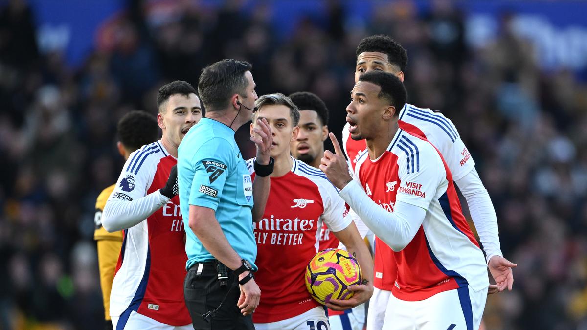 Premier League 2024-25: Arsenal charged for surrounding referee over wrong red card at Wolves