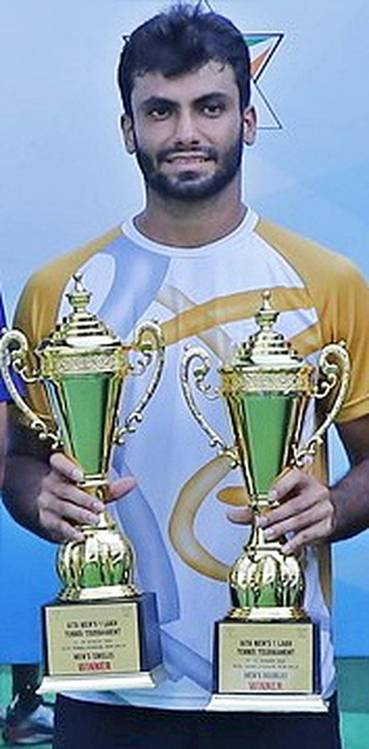 Udit Kamboj, who won a double crown in the AITA men’s tennis tournament in Delhi
