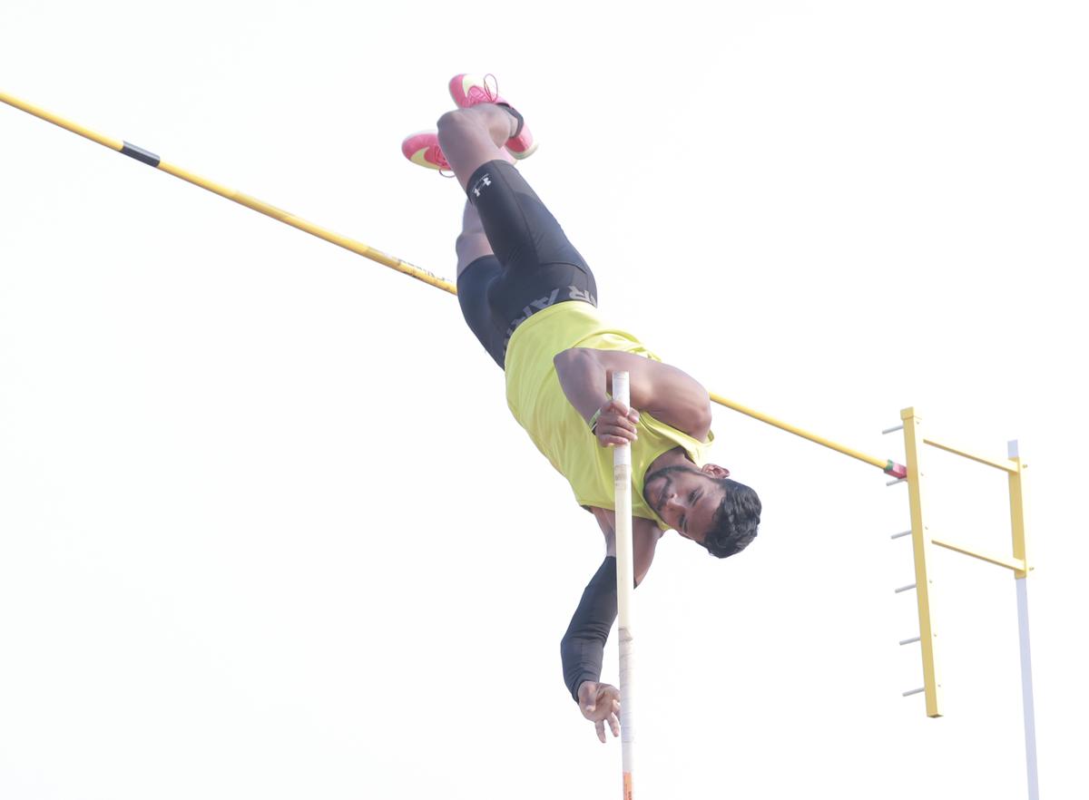 Kuldeep Yadav was among three athletes to soar over the pole vault meet record (5.00m) with all of them clearing 5.10m.