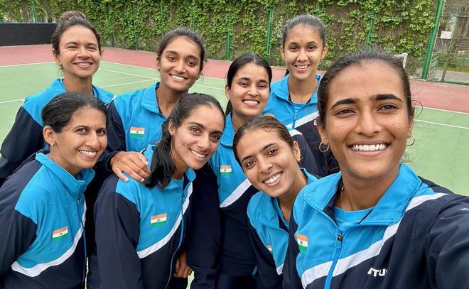 The Indian team in Tashkent for the Asia-Oceania Billie Jean King Cup tennis tournament