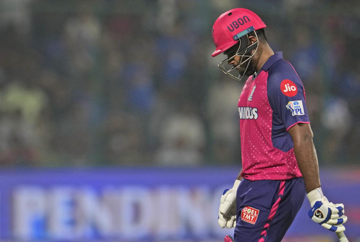 Rajasthan Royals’ captain Sanju Samson walks off the field. 