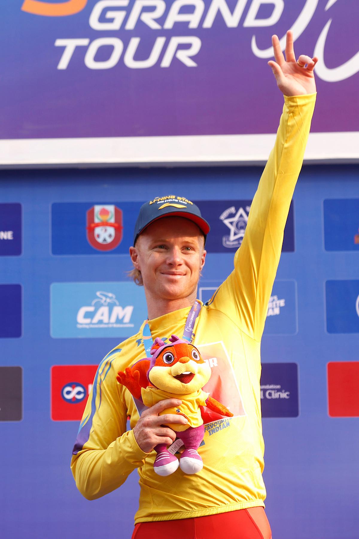 Stage 1 winner Mudgway Luke of Li Ning Stars got the Yellow Jersey during the Pune Grand Tour 2026 held in Pune.