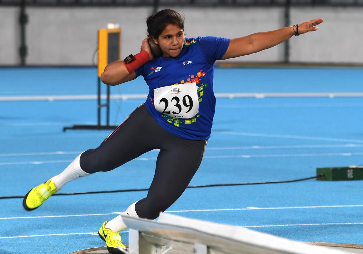 Gritty performance: Anupriya V. S. created a new meet record in girls shot put with a mark of 17.22.