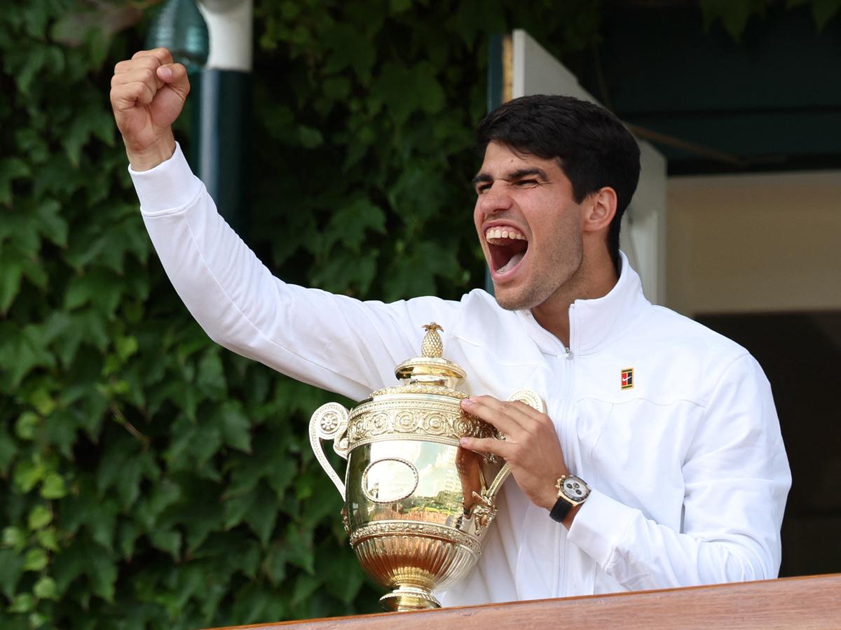 In great company: Alcaraz became just the sixth man in the Open Era to capture the ‘Channel Double’ — Roland Garros and Wimbledon — in the same year. The others were tennis legends Rod Laver, Bjorn Borg, Nadal, Federer, and Djokovic.