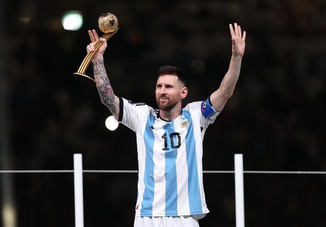 File Photo: Lionel Messi of Argentina poses with the Golden Ball Award after the FIFA World Cup Qatar 2022 Final match between Argentina and France at Lusail Stadium.