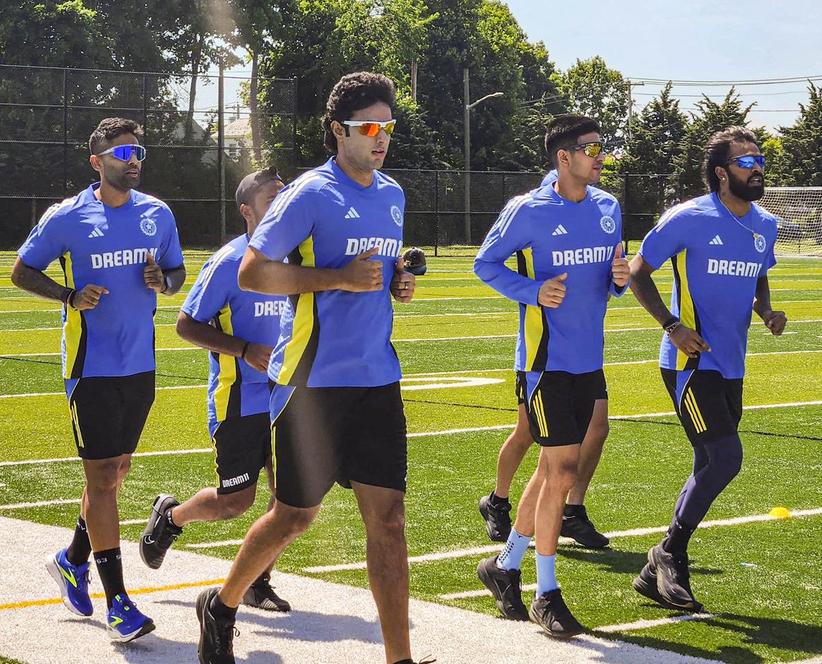 Indian cricket team players during a training session for the T20 World Cup in New York. 