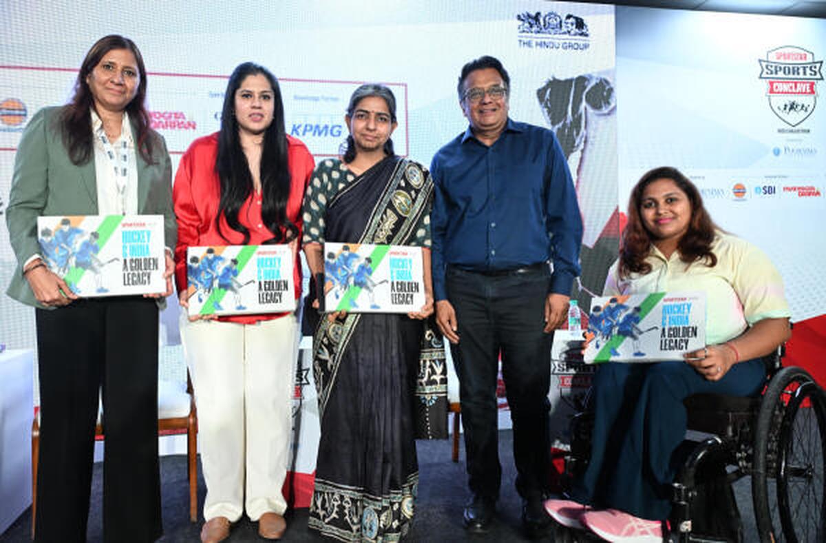  L-R ) Manjusha Kanwar (DGM, Sports – Indian Oil), Surbhi Misra (Squash international), Anupam Nidhi (CSR Head, Vedanta Group & Hindustan Zinc) and Mona Agarwal (Paralympic Bronze Medallist) during the Sporstar Sports Conclave - Focus Rajasthan.