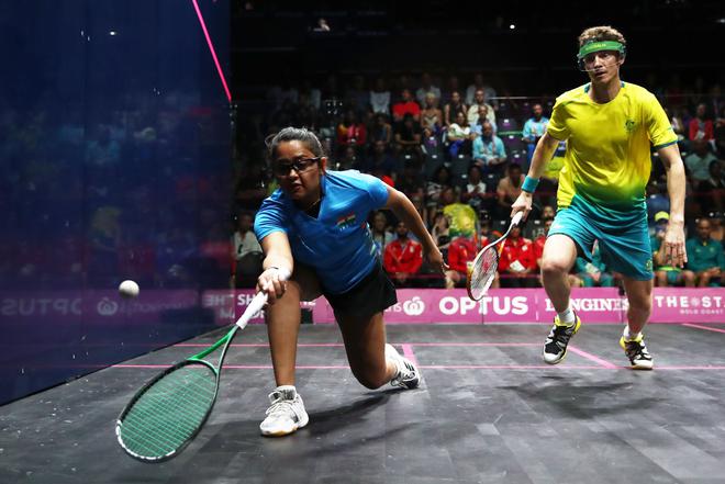 Dipika Pallikal Karthik of India in action at the Gold Coast 2018 Commonwealth Games.