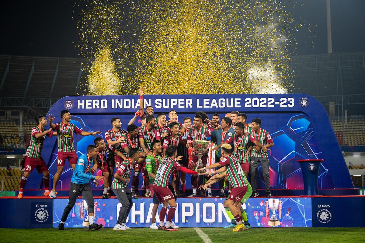 FILE PHOTO: ATK Mohun Bagan players celebrate after winning the final match of the Indian Super League 2022-23 played between ATK Mohun Bagan and Bengaluru FC.