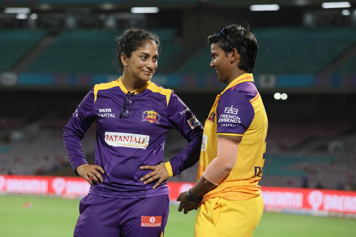 Lisa Sthalekar mentor of UP Warriorz  and Deepti Sharma of UP Warriorz during the inaugural Women’s Premier League. 