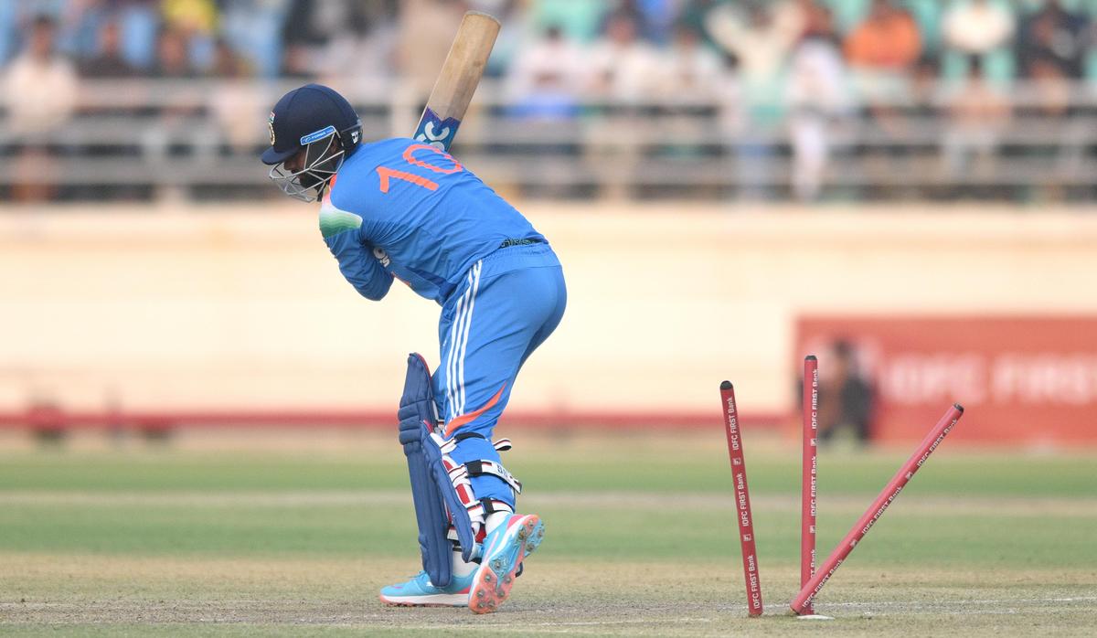 India A's Manav Suthar was one of the three wickets claimed by Tshepo Moreki (not in pic), who also dismissed Abhishek Sharma and Tilak Varma.