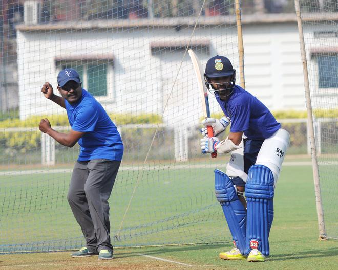 
FILE: Ajinkya Rahane practising at MCA-BKC Ground with Coach Pravin Amre