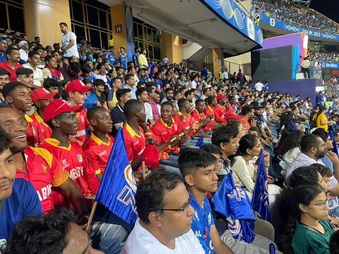 One for the album: Zimbabwe’s U-19 cricketers look delighted to be watching an IPL match for the first time ever.