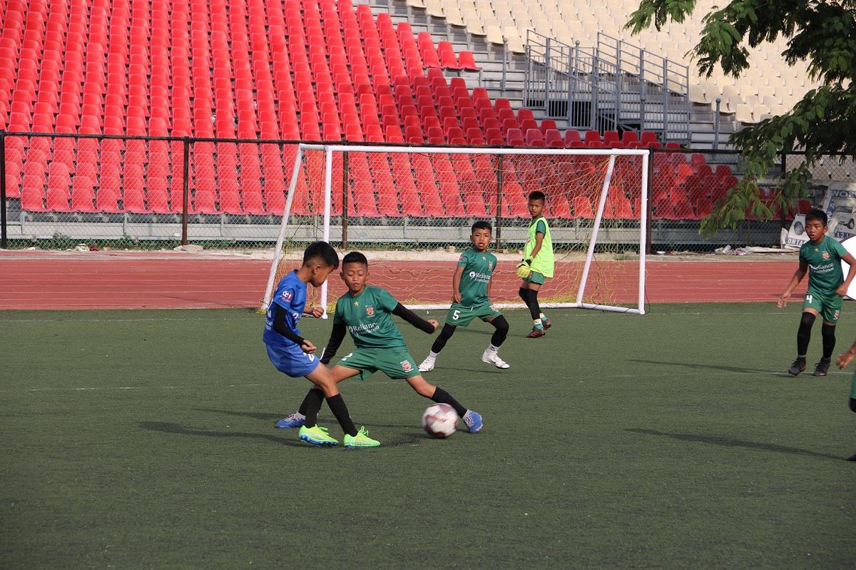 Spotting them early: Under-13 kids in action at the Naupang League in Aizawl. 