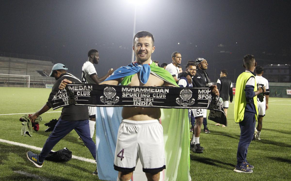 All smiles: Mirjalol Kosimov of Mohammedan Sporting celebrates after the win. 