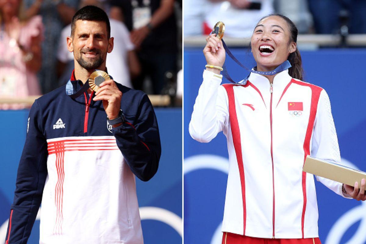 Serbia’s Novak Djokovic (left) and China’s Zheng Qinwen (right) won the singles gold medals at Paris 2024 Olympics.