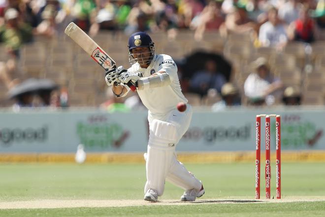 Sachin Tendulkar during day three of the fourth Test against Australia at Adelaide Oval on January 26, 2012.