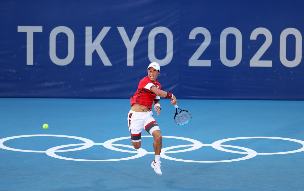 Tokyo Olympics Tennis Nishikori upsets fifth seed Rublev on home soil