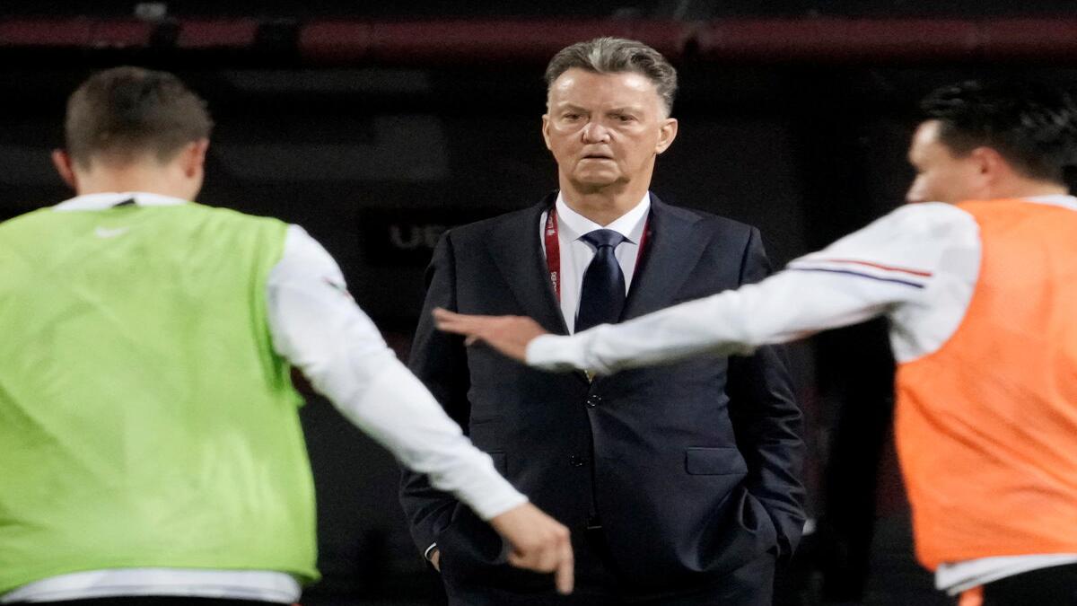 Dutchman Van Gaal falls off bike ahead of vital World Cup qualifier