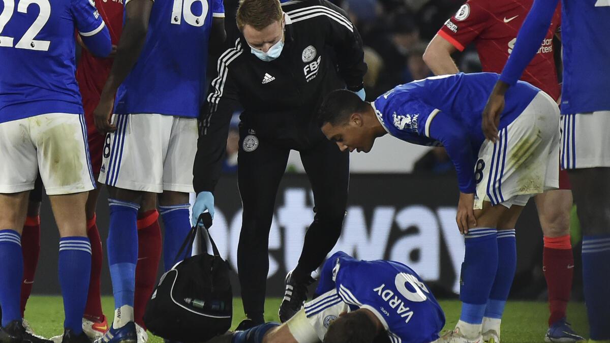 Premier League: Leicester's Vardy out for up to a month through injury, says Rodgers