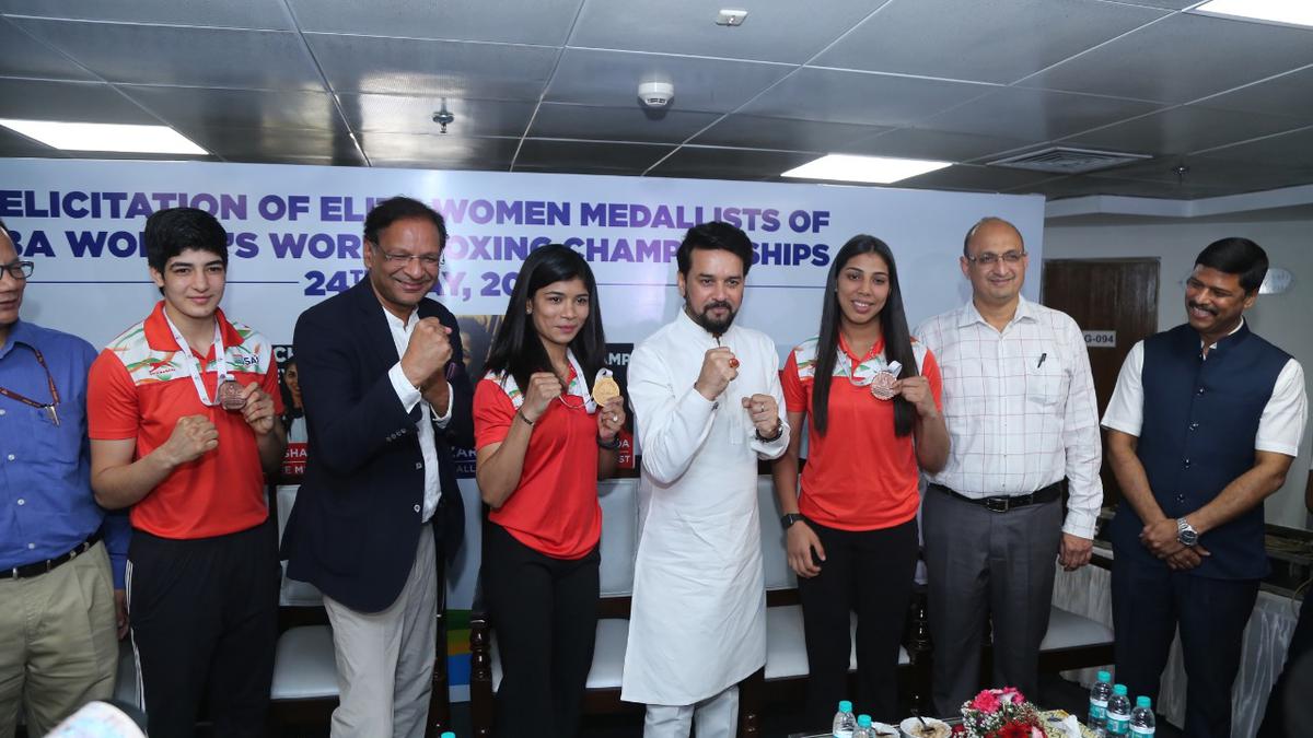 BFI and SAI felicitate 12th World Championships medallists Nikhat, Parveen and Manisha