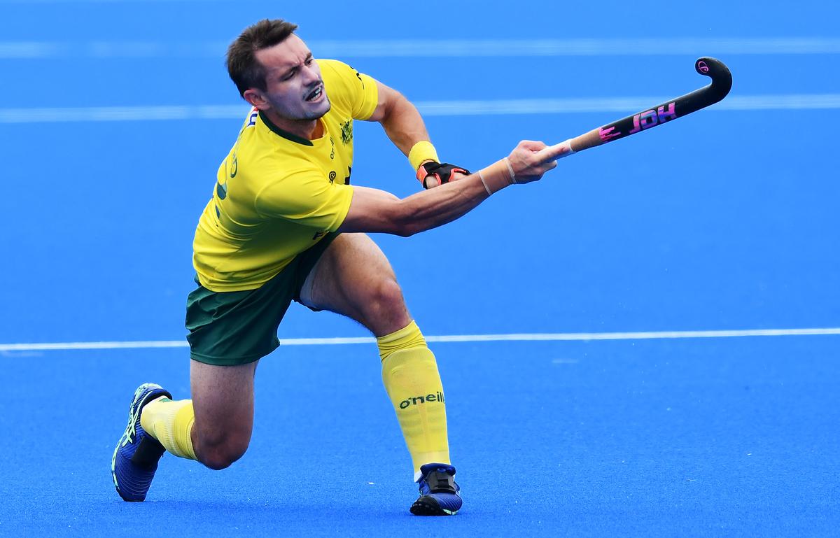 Jeremy Hayward of the Kookaburras during game 2 of the International Hockey Test Series between Australia and India.