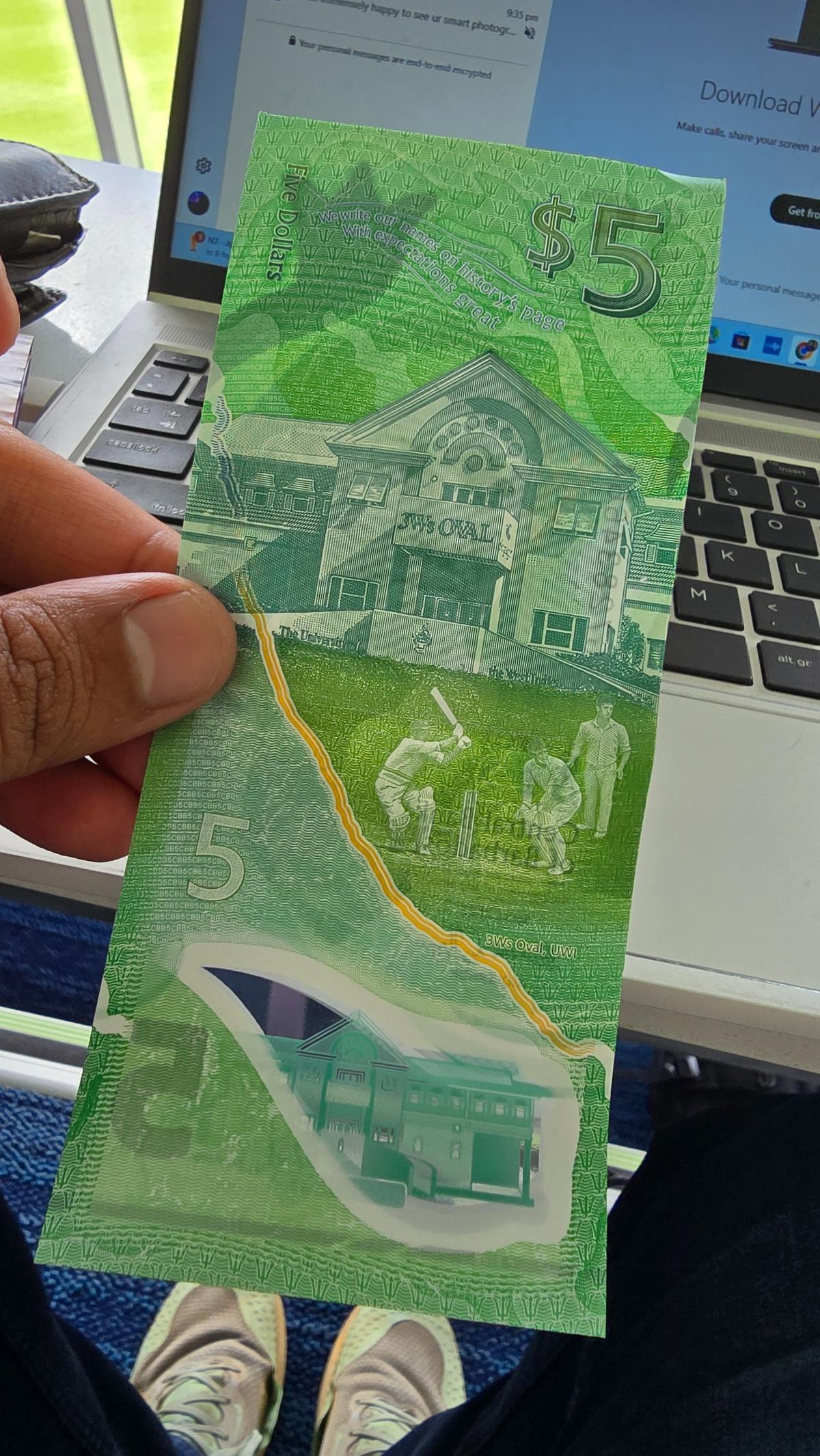 Note-worthy: The 5-dollar note issued by the Central Bank of Barbados in 2018 features a map of the island, its coat of arms, and a portrait of the legendary cricketer Frank Worrell. 