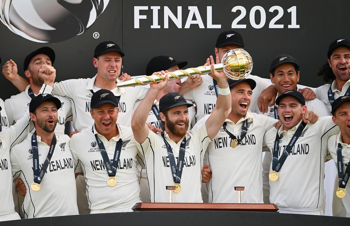 Ecstasy: Kane Williamson led New Zealand to its first major trophy, beating India to win the World Test Championship. 