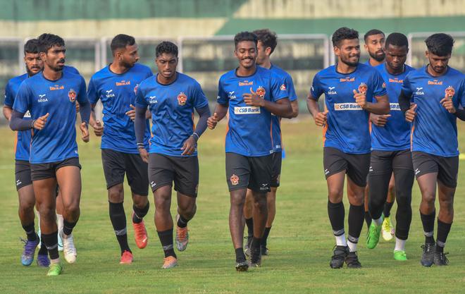 Gokulam Kerala training ahead of its I-League match against Sudeva Delhi. 