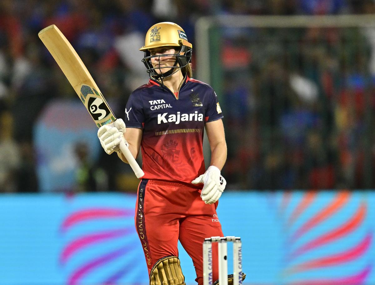 RCB’s Ellyse Perry, after scoring 50 runs, during the Women’s Premier League (WPL) 2025 match against Delhi Capitals (DC), M. Chinnaswamy Stadium, in Bengaluru. 