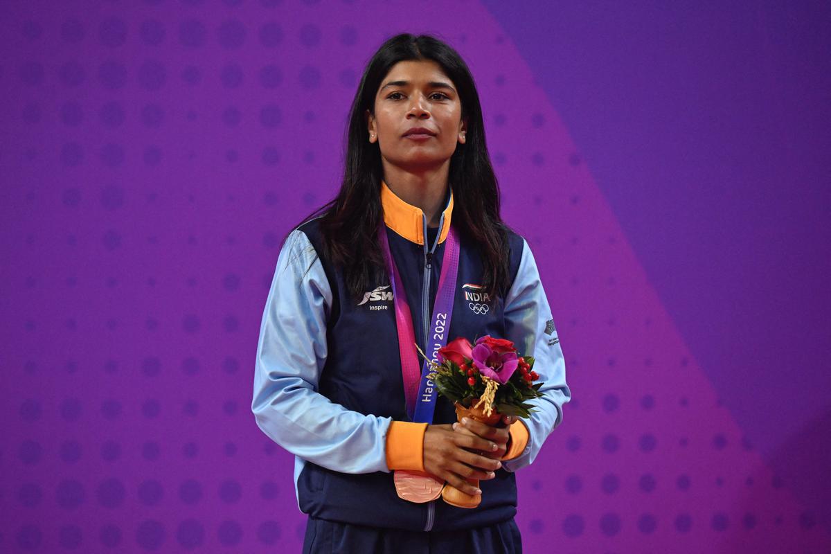 Indian boxer Nikhat Zareen won bronze medal in the women’s 50kg category at the Asian Games in Hangzhou.