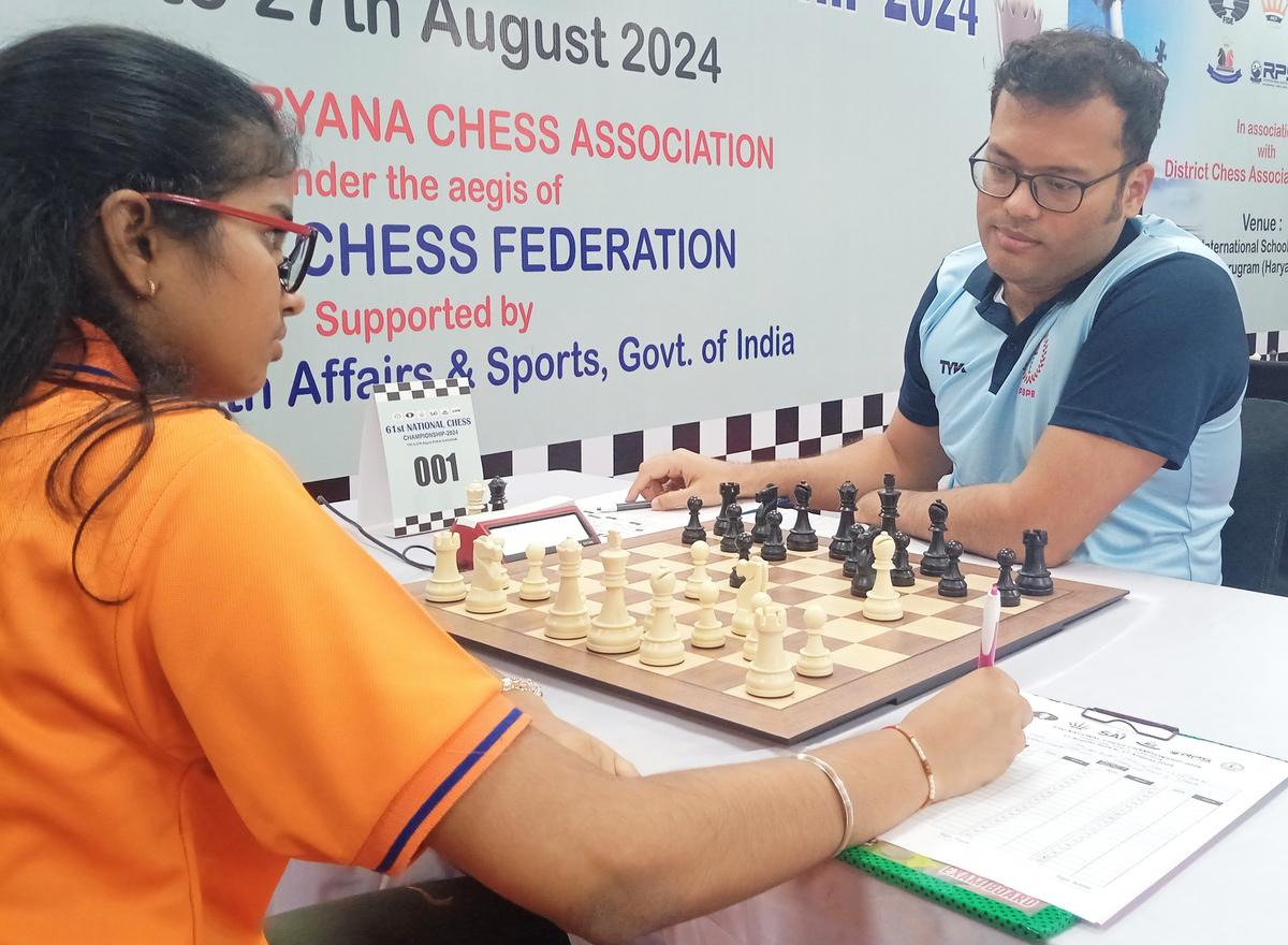 Shubhi Gupta (left) and Suray Shekhar Ganguly at the National chess. 