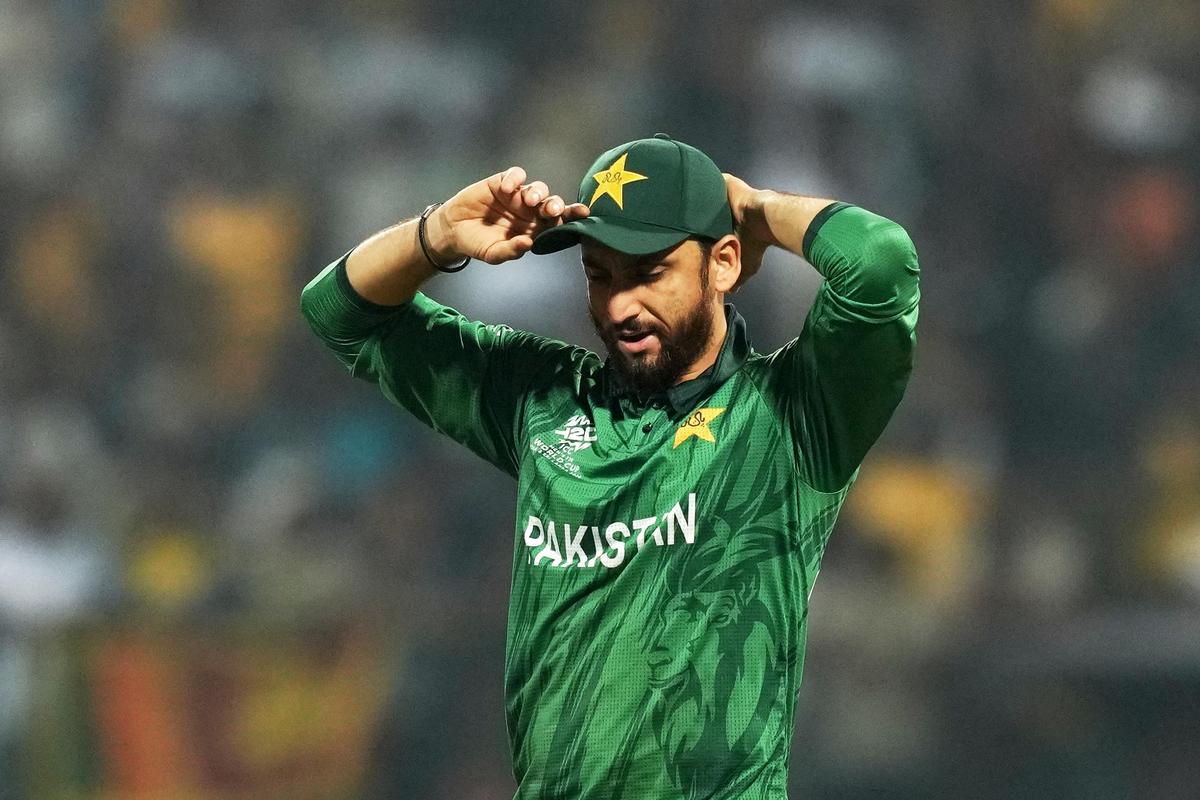 Salman Ali Agha in action during a high-stakes international match