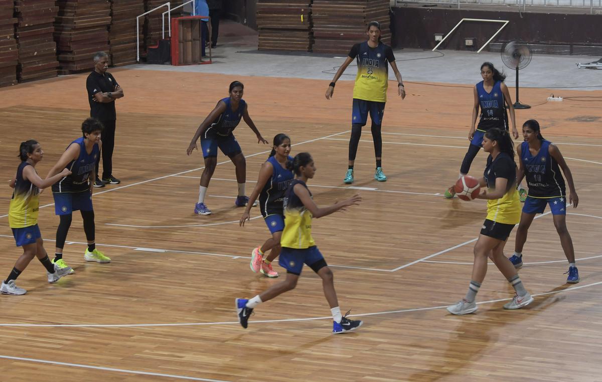 Indian 5x5 women’s basketball team in action. 