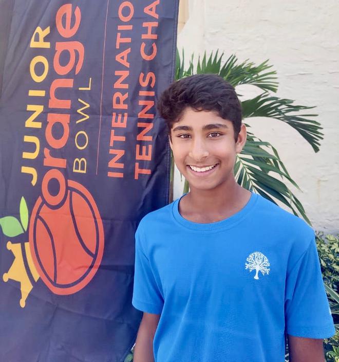 Tavish Pahwa who reached the under-12 semifinals of the Orange Bowl tennis tournament in Florida, USA. 