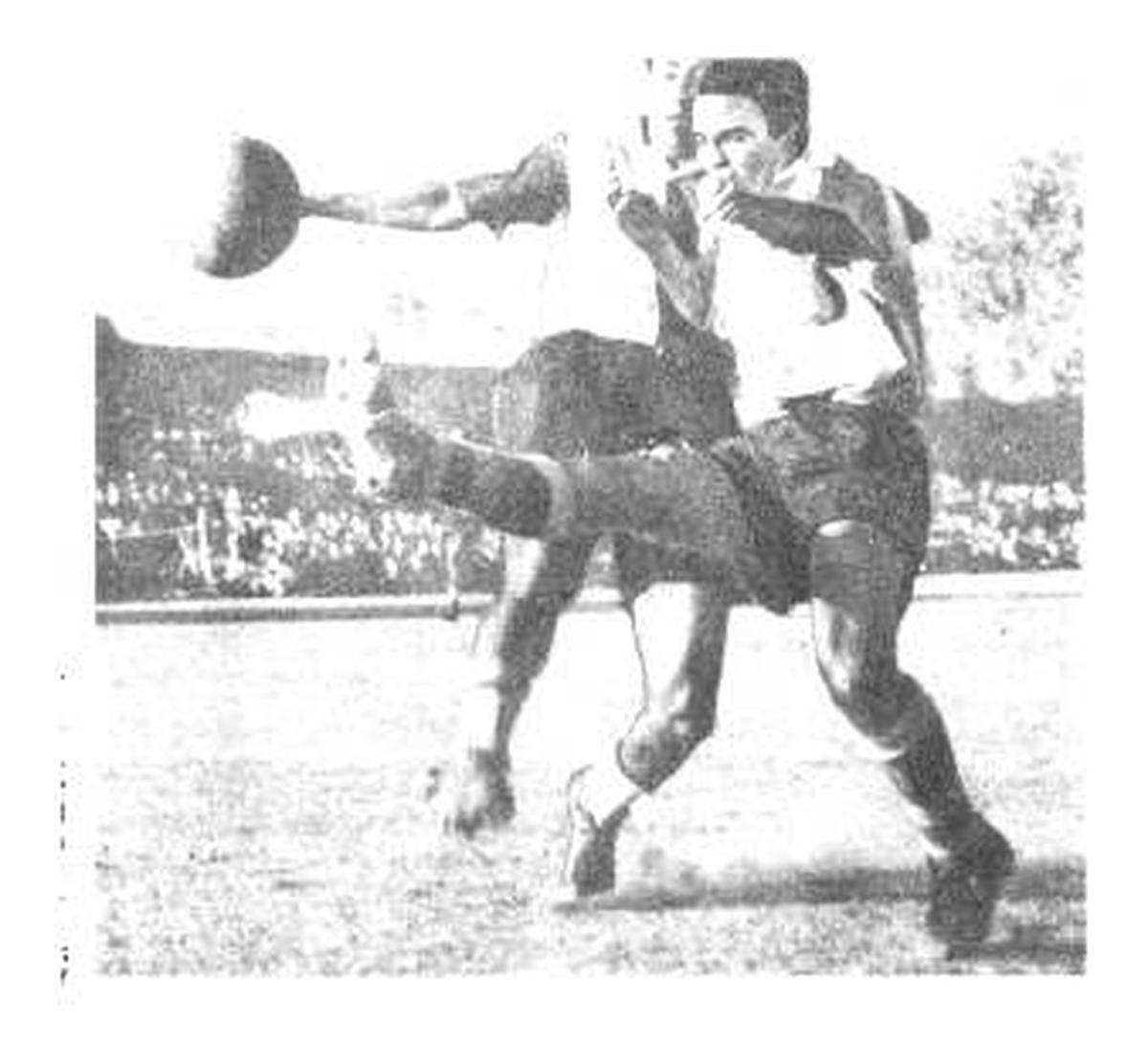 East Bengal’s Mariappa Kempaiah in action against Hyderabad Police in the Durand Cup final. EBFC won the final 2-0.