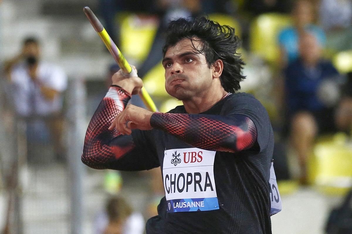 India’s Neeraj Chopra in action at the Lausanne Diamond League.