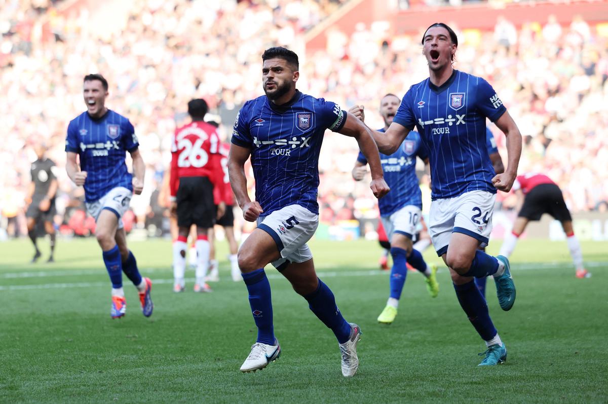 Ipswich Town’s Sam Morsy celebrates scoring the equaliser against Southampton.