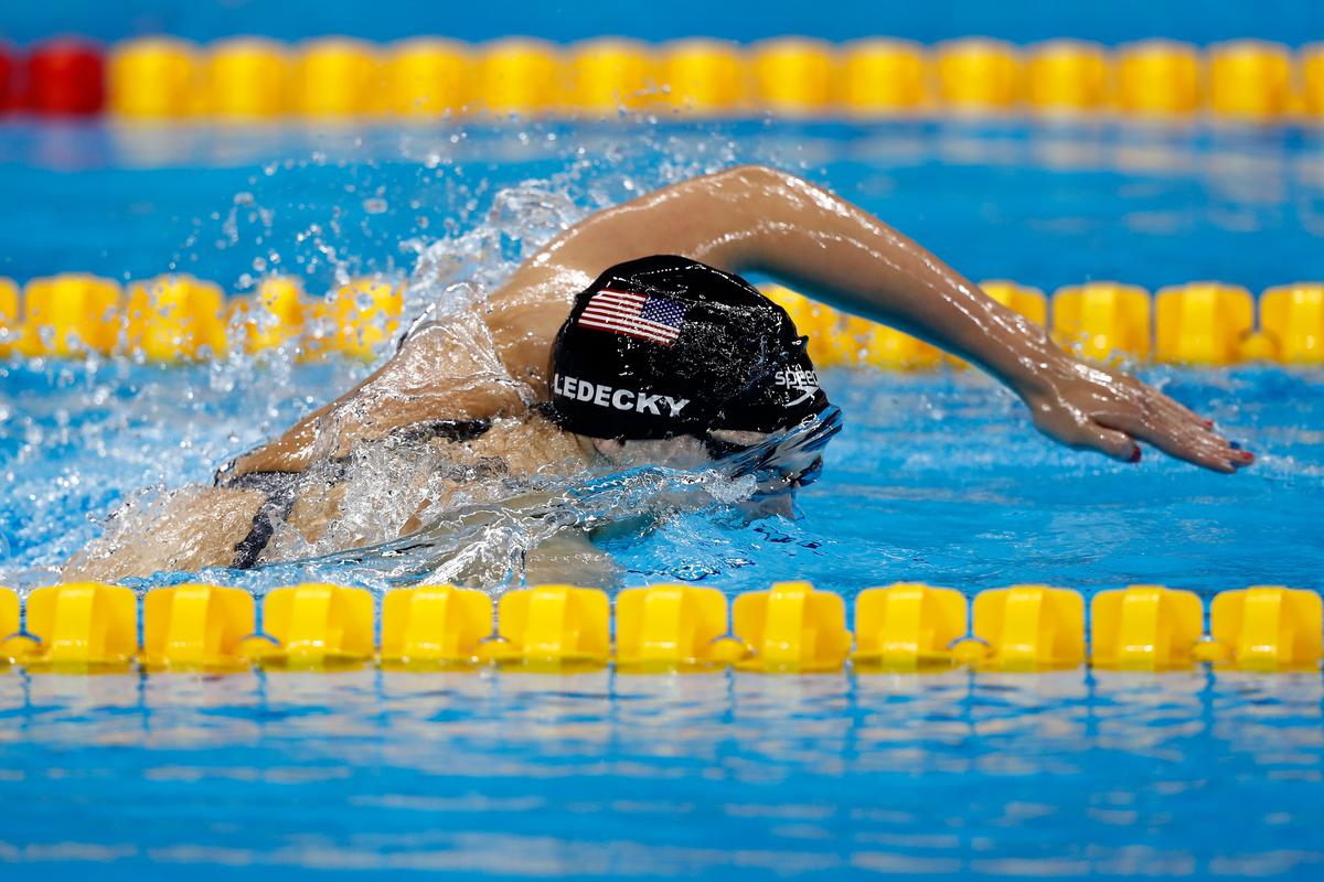 Katie Ledecky broke her world record for women’s 800m freestyle swimming at the 2016 Rio Olympics.