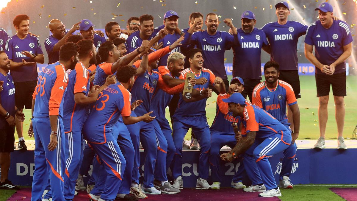 India denied Asia Cup trophy, celebrates with mock silverware