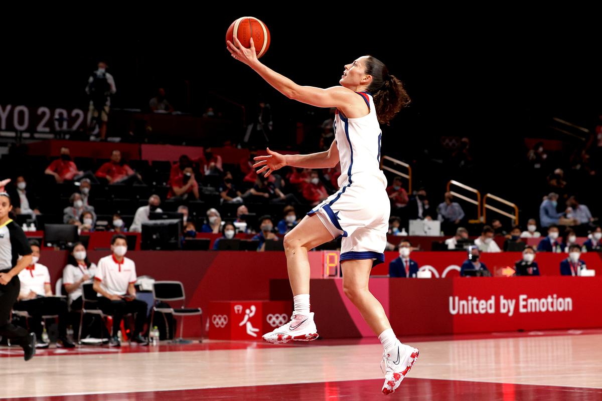 Sue Bird of United States against Japan in the women’s basketball final at the 2020 Tokyo Olympics.