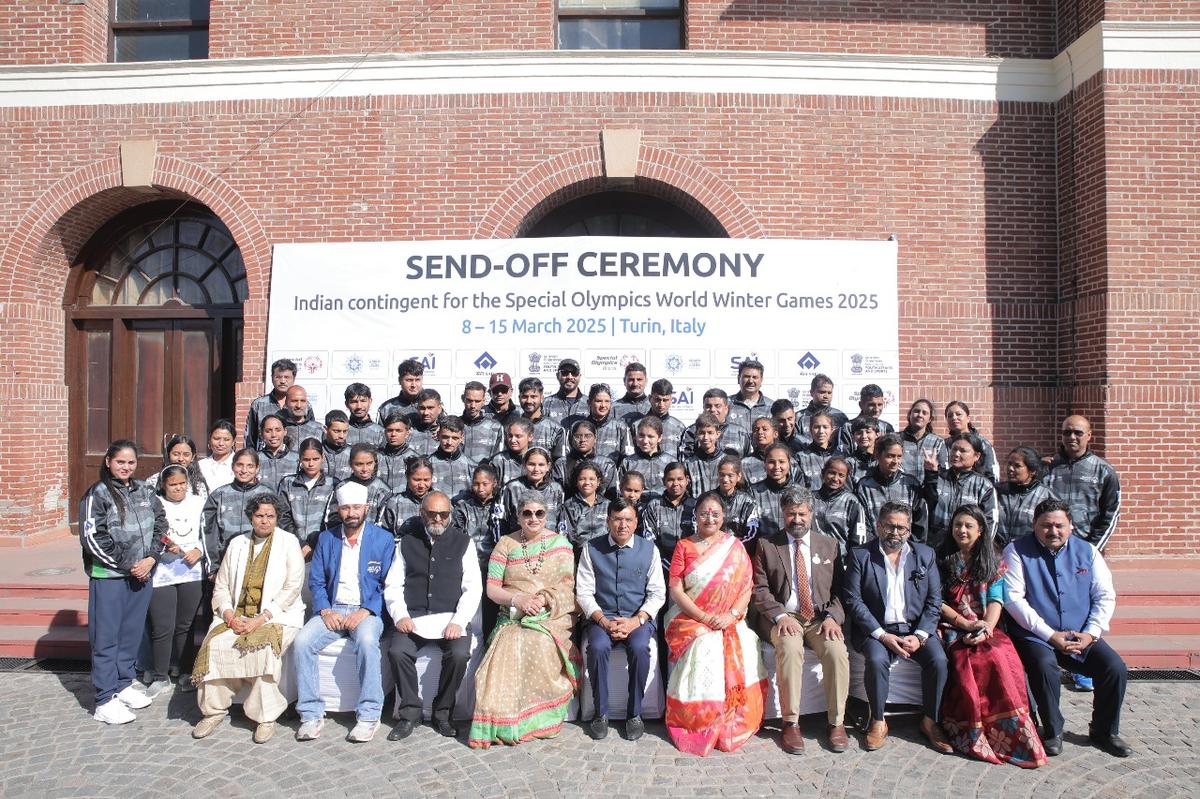 The grand send-off of 49-member Indian contingent for World Winter Games. 