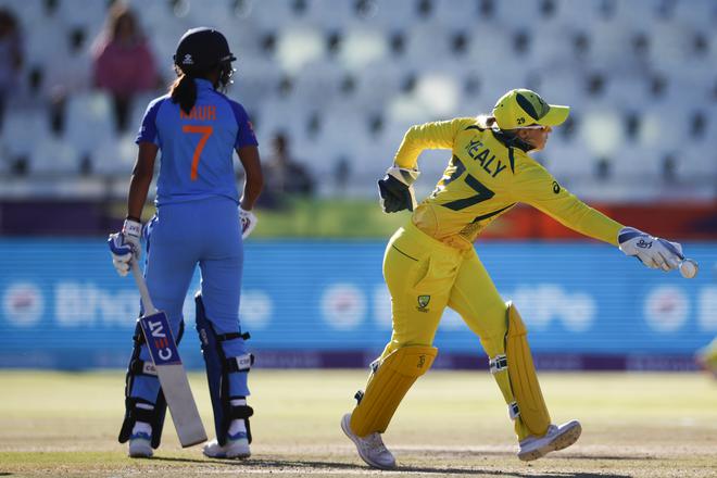 Australia’s Alyssa Healy ran Harmanpreet Kaur out at a crucial stage to give Australia a much-needed breakthrough.