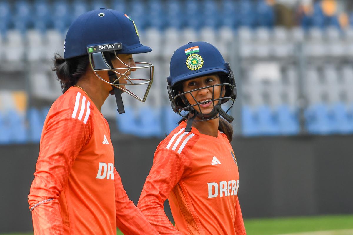 Jemimah Rodrigues of India and Smriti Mandhana of India during the practice session ahead of Australia vs India (Women) Test match at Wankhede Stadium in Mumbai. 