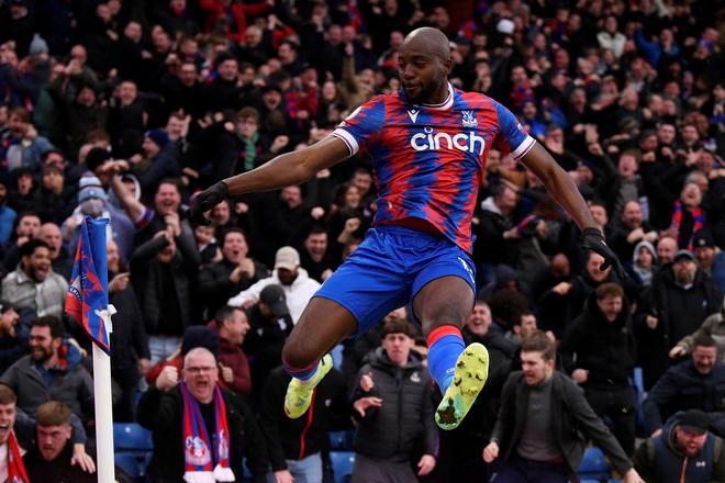 Crystal Palace’s Jean-Philippe Mateta celebrates scoring the winner.