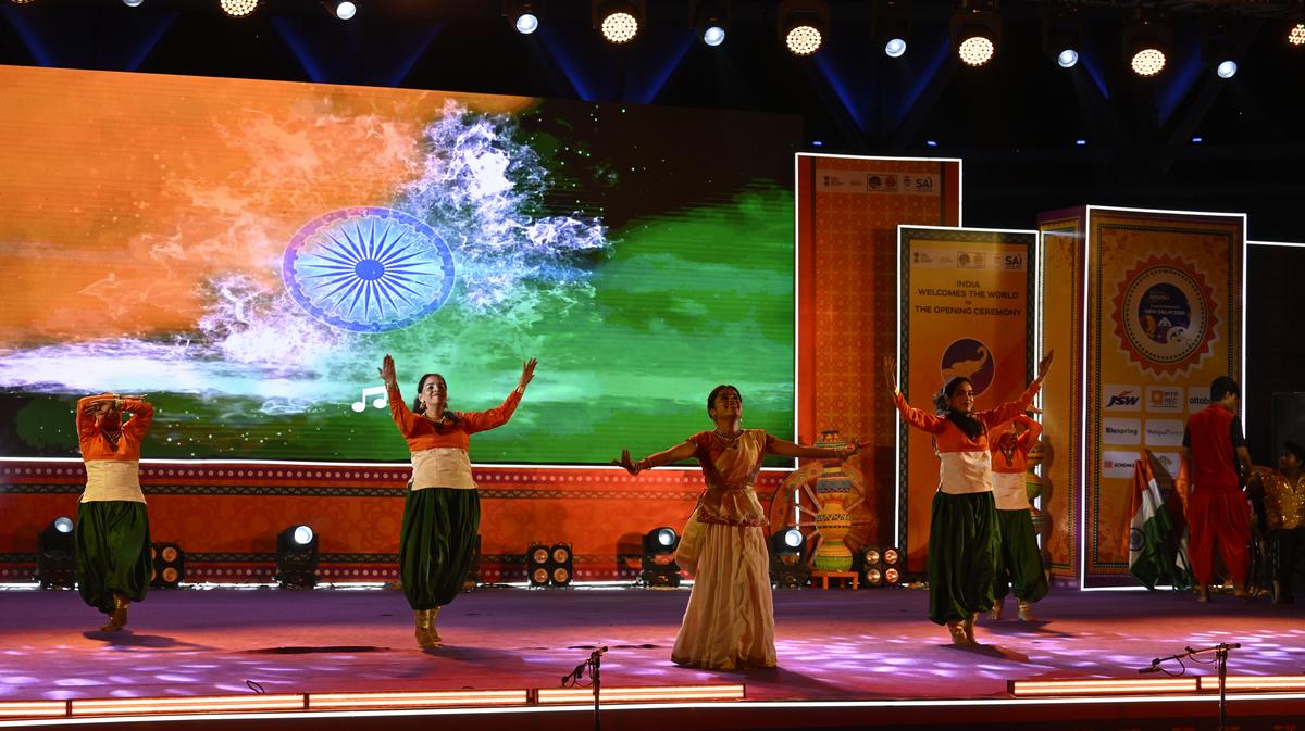 Artists performing a cultural programme during the opening ceremony of World Para Athletics Championships 2025.
