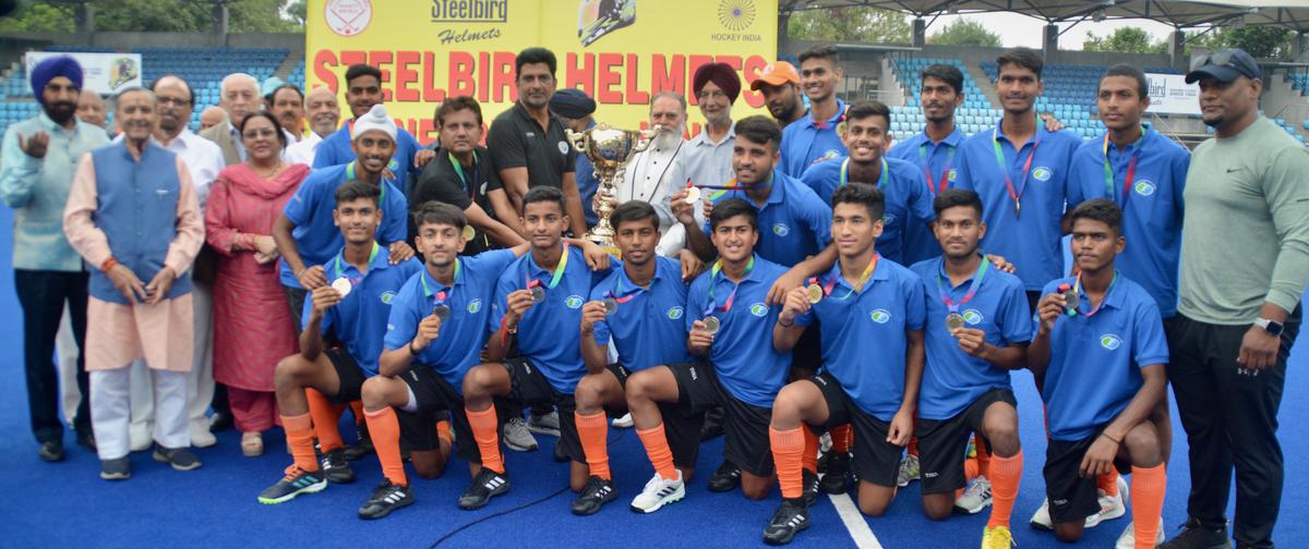 Madhya Pradesh Academy, Bhopal, champion of the 40th Nehru sub-junior hockey tournament.