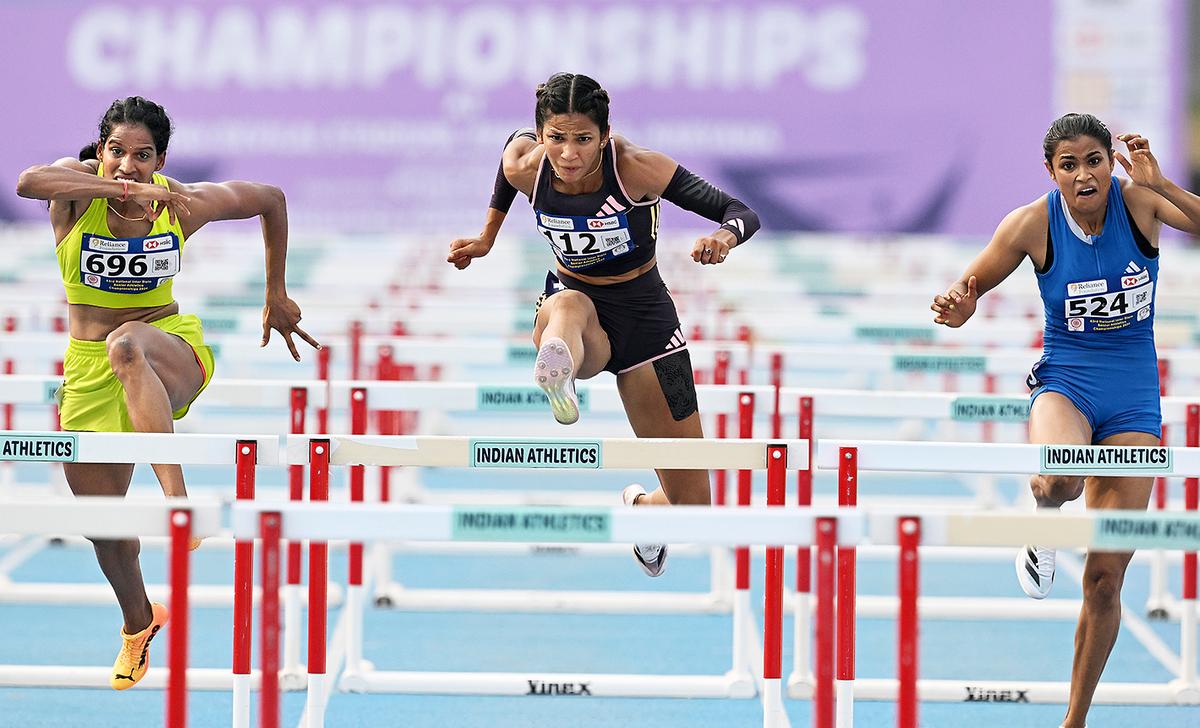 FILE PHOTO: Jyothi Yarraji won gold in women 100m Hurdles at the National Games in Dehradun. 