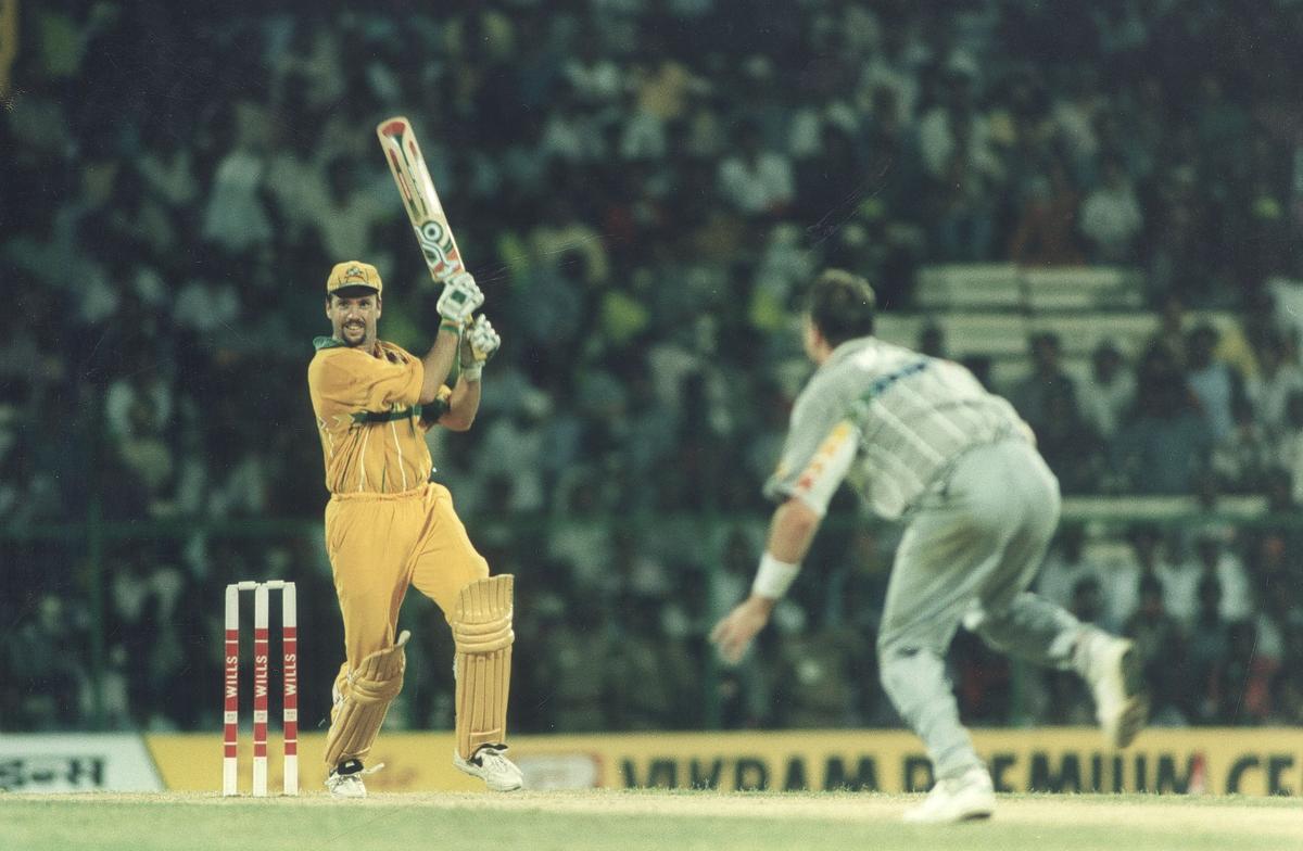 Prolific player: Australian batter Stuart Law cuts Dion Nash of New Zealand during the 1996 ODI World Cup quarterfinal.