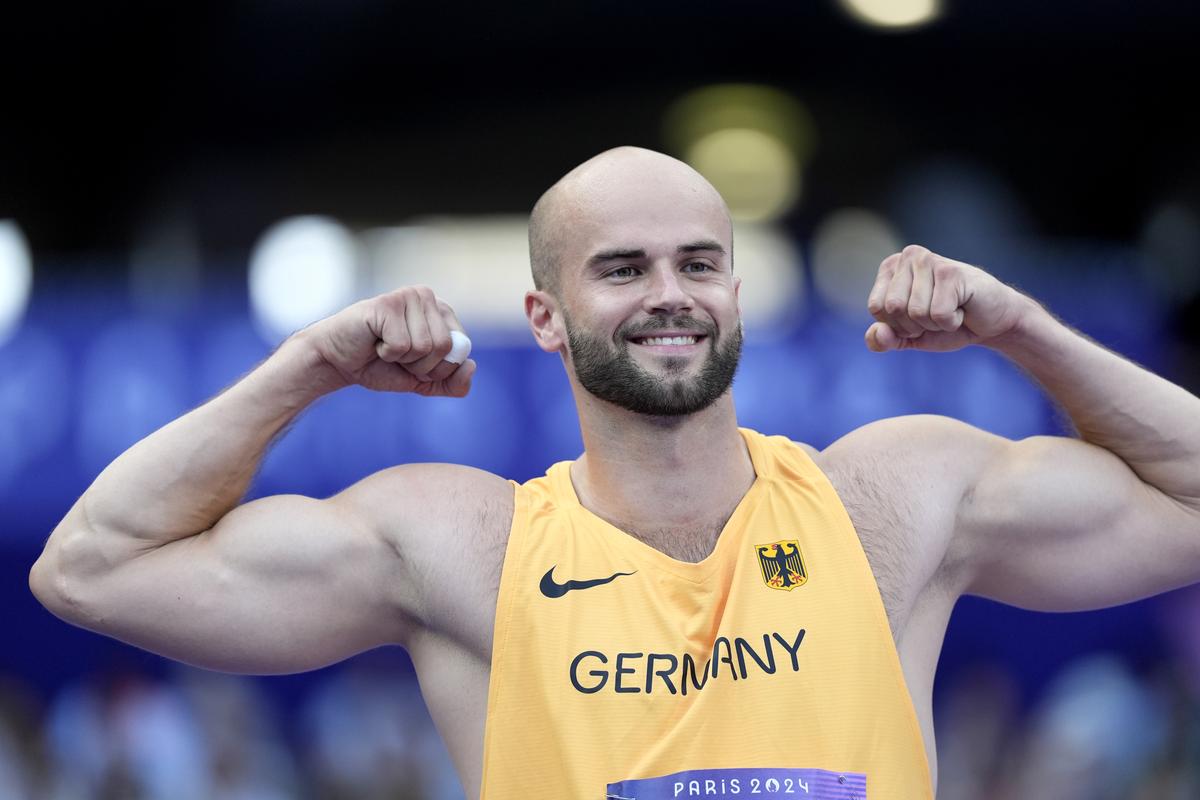 Julian Weber, of Germany, competes during the men’s javelin throw qualification at the 2024 Summer Olympics.